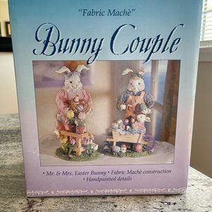 LARGE SET BUNNY COUPLE FABRIC MACHE’